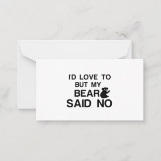 BEAR SAID NO MITTEILUNGSKARTE