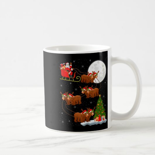 Bear Santa Sleigh Flying Funny Magical Christmas T Kaffeetasse (Rechts)
