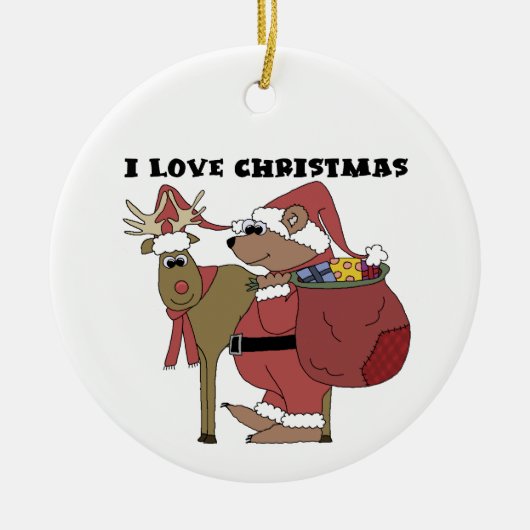 Bear Santa und Rentier Keepake Ornament (Vorne)