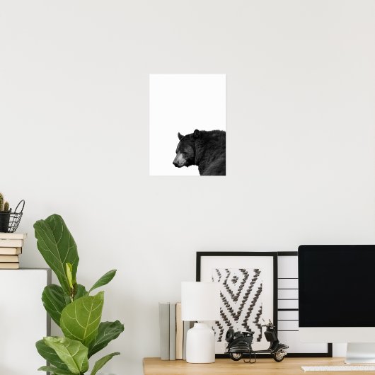 Bear Schwarz-weiß Cabin Kinderzimmer Foto Plakat (Heimbüro)