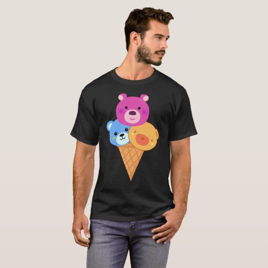 Bear Scoop Ice Cream Cone T-Shirt (Vorne ganz)