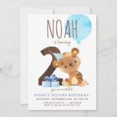 Bear Second Birthday Einladung (Vorderseite)