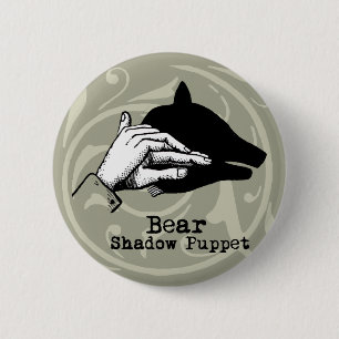 Bear Shadow Puppet Hand Vintag Button