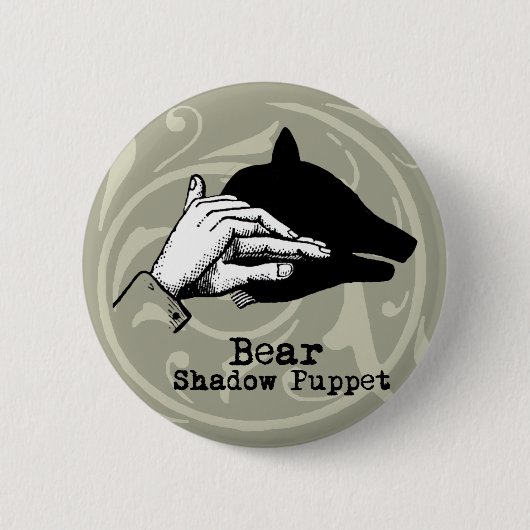 Bear Shadow Puppet Hand Vintag Button (Vorderseite)