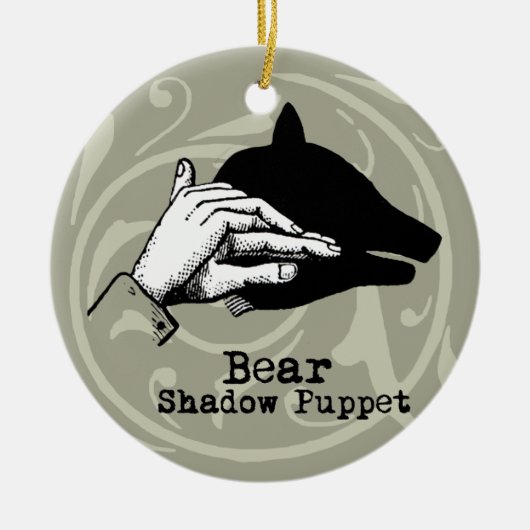 Bear Shadow Puppet Hand Vintag Keramikornament (Vorne)