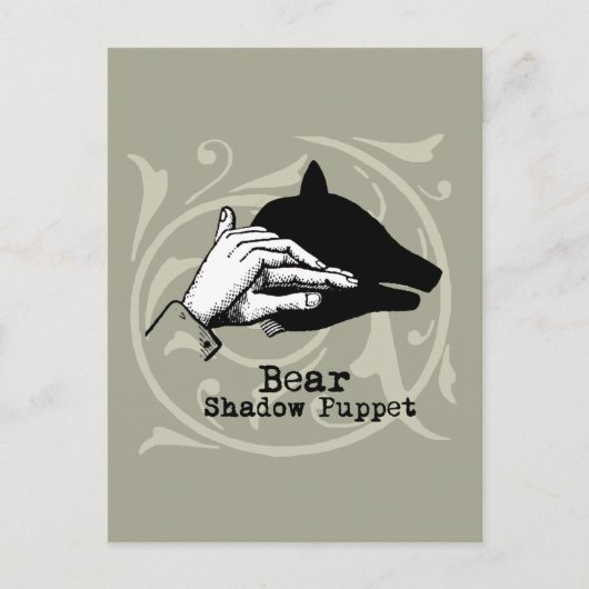 Bear Shadow Puppet Hand Vintag Postkarte (Vorderseite)