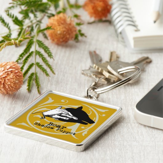 Bear Shadow Puppet Hand Vintag Schlüsselanhänger (Seite)