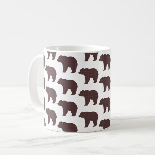 Bear Shape Plaid Brown Cabin Core Kaffeetasse (Vorderseite Links)