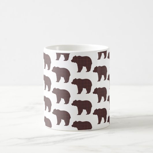 Bear Shape Plaid Brown Cabin Core Kaffeetasse (Mittel)