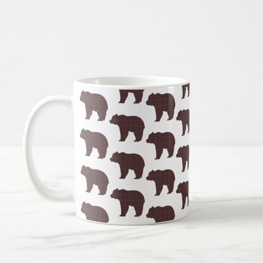 Bear Shape Plaid Brown Cabin Core Kaffeetasse (Links)