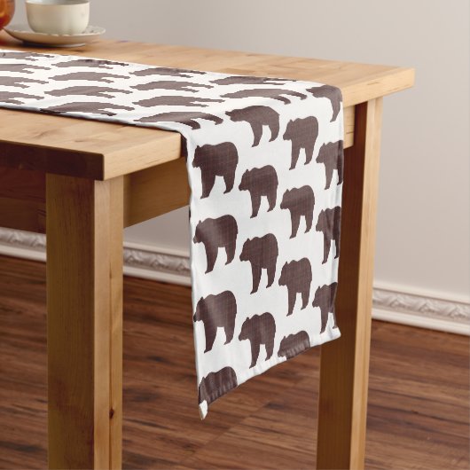 Bear Shape Plaid Brown Cabin Core Table Runner Kurzer Tischläufer (Beispiel)