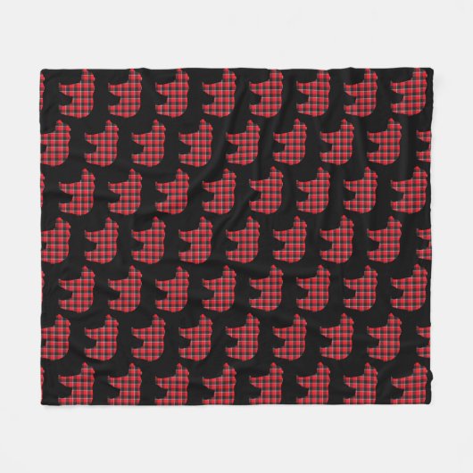 Bear Shaped Plaid Red Black Buffalo Fleecedecke (Vorderseite (Horizontal))