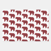 Bear Shaped Plaid Red Black Buffalo Geschenkpapier Set (Vorderseite 2)