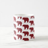 Bear Shaped Plaid Red Black Buffalo Kaffeetasse (Mittel)