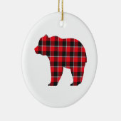 Bear Shaped Plaid Red Black Buffalo Keramik Ornament (Rechts)
