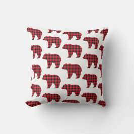 Bear Shaped Plaid Red Black Buffalo Kissen