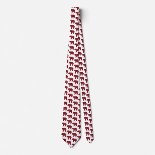Bear Shaped Plaid Red Black Buffalo Neck Tie Krawatte (Vorderseite)