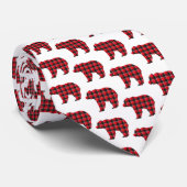 Bear Shaped Plaid Red Black Buffalo Neck Tie Krawatte (Gerollt)