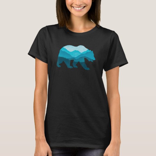 Bear Silhouette Outdoor Landscape Wildlife Forest T-Shirt (Vorderseite)
