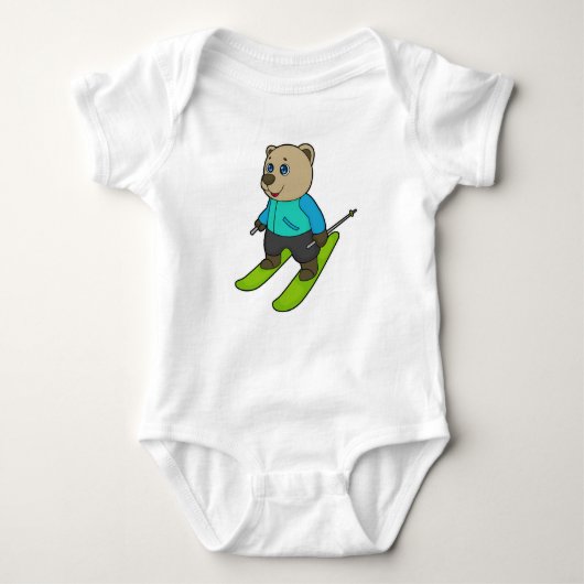 Bear Skier Ski Baby Strampler (Vorderseite)