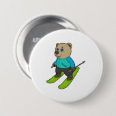 Bear Skier Ski Button (Vorne & Hinten)
