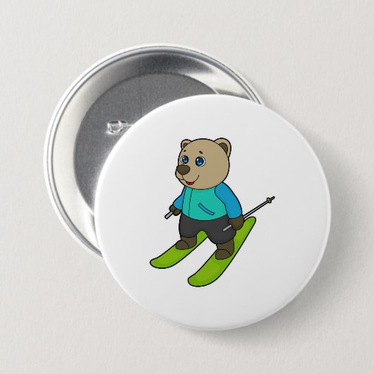 Bear Skier Ski Button (Vorne & Hinten)