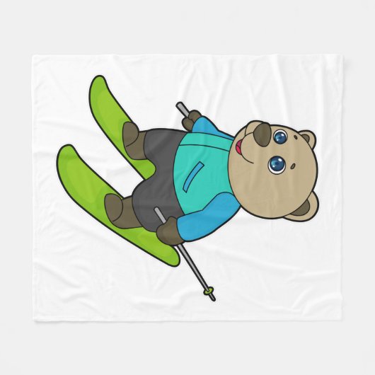 Bear Skier Ski Fleecedecke (Vorderseite (Horizontal))