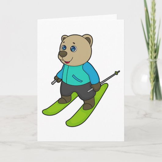 Bear Skier Ski Karte (Vorderseite)
