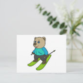 Bear Skier Ski Postkarte (Stehend Vorderseite)