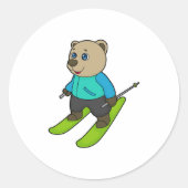 Bear Skier Ski Runder Aufkleber (Vorderseite)