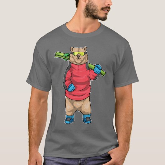 Bear Skier Skibrille Ski T-Shirt (Vorderseite)