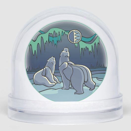 Bear Snow Globe Custom Polar Bear & Cubs Snowglobe Schneekugeln (Vorderseite)