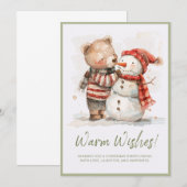 Bear & Snowman Winterlandschaft Dankeskarte (Vorne/Hinten)