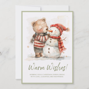 Bear & Snowman Winterlandschaft Dankeskarte