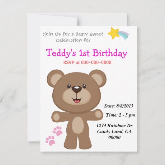 Bear Special Einladung (Rückseite)