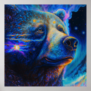 Bear Spirit Animal Neon Symbol für Stärke & Power Poster
