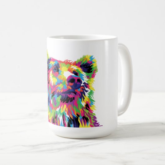 Bear Spirit Animal Pop Art Kaffeetasse (VorderseiteRechts)