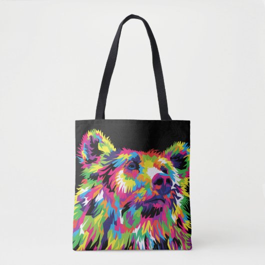 Bear Spirit Animal Pop Art Toag Tasche (Vorderseite)