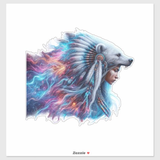 Bear Spirit Warrior Custom Cut Vinyl Sticker (Blatt)
