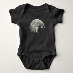 bear standing on moon halloween baby strampler