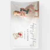 Bear Strawberry Foto Willkommen Berry First Birthd Banner (Vertikal)