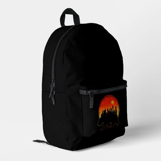 Bear Sunset City Bedruckter Rucksack (Rückseitige Ecke links)
