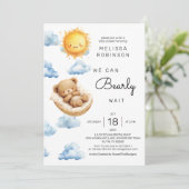 Bear Sunshine Baby Boy Dusche Einladung (Stehend Vorderseite)