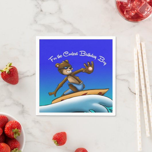 Bear Surfer Geburtstag Serviette (Beispiel)