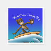 Bear Surfer Geburtstag Serviette (Vorderseite)
