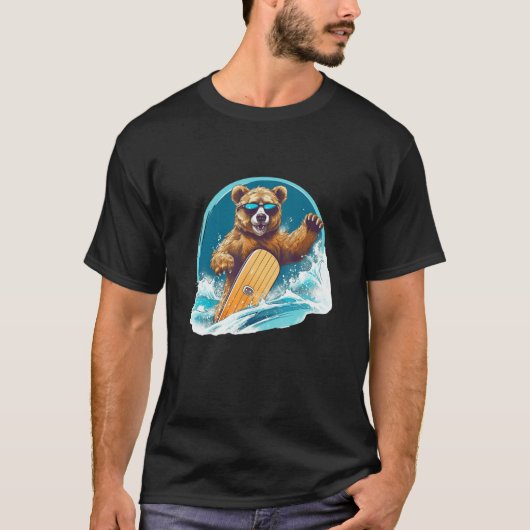 Bear Surfing A Wave  Bear Surfing Surf T-Shirt (Vorderseite)