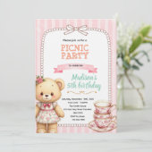 Bear tea party invitation einladung (Stehend Vorderseite)