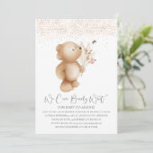 Bear & The Bee Baby Dusche Einladung (Stehend Vorderseite)