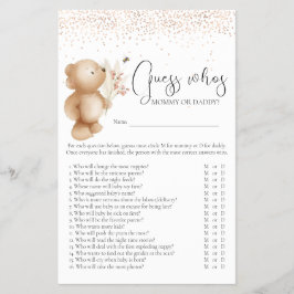 Bear & The Bee 'Guess Who' Baby Shower Game Flyer