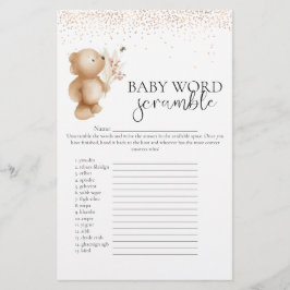 Bear & The Bee 'Word Scramble' Baby Shower Game
